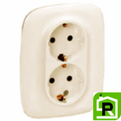 Розетка Legrand Valena Allure двойная с заземлением 754956+753027 Слоновая кость
