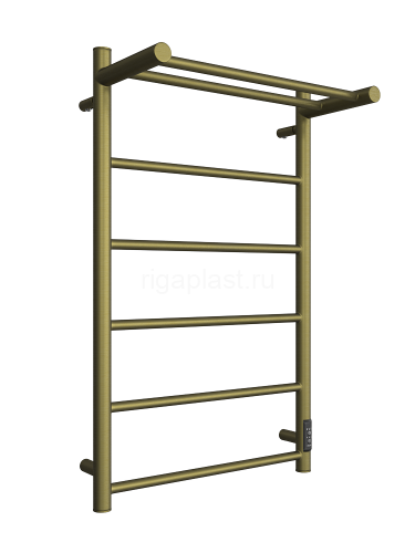 Полотенцесушитель электрический ДВИН Fj neo 80/50, состаренная бронза матовая, с полкой, с диммером, арт. 4657795054440