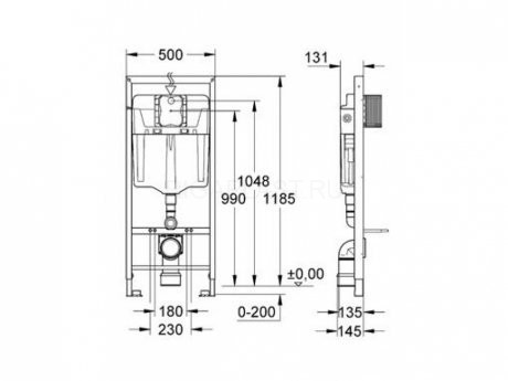 Инсталляция Grohe 38811KF0 + унитаз Grossman GR-4455SQ безободковый торнадо с сиденьем