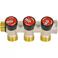 Коллектор распределительный с запорными клапанами 3/4", 3 отвода 3/4" ЕК ROMMER