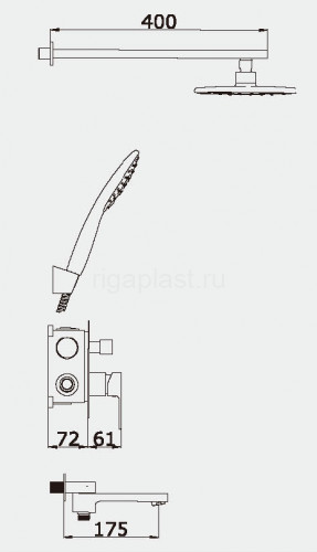 Душевая система ViEiR V393563-S, скрытый монтаж, с тропическим душем, матовое золото