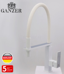 Смеситель для кухни GANZER GZ16037-F, с гибким изливом, белый