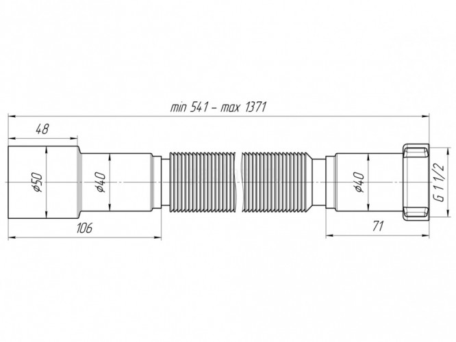 Гофра 1 1/2" х 40/50, длина 541-1371 мм, удлиненная АНИ