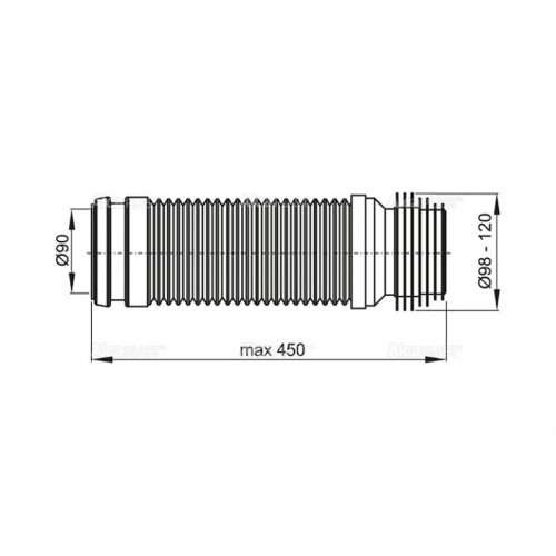 Труба фановая L230-450 мм DN90/110-120 для выпуска унитаза Alcaplast