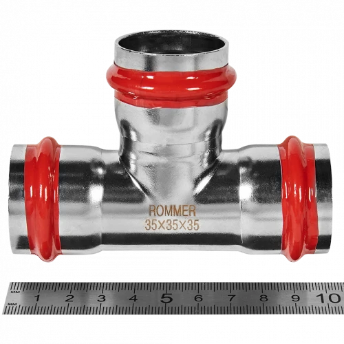 Тройник равнопроходной ROMMER 35 мм из нержавеющей стали, RSS-0013-000035