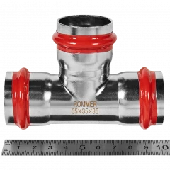 Тройник равнопроходной ROMMER 35 мм из нержавеющей стали, RSS-0013-000035