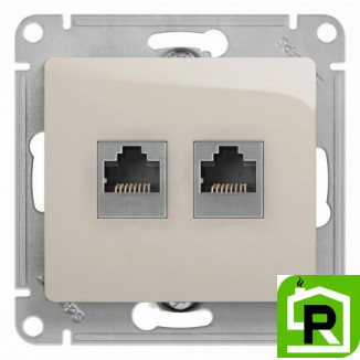 Розетка телефонная+компьютерная RJ-11/RJ-45 кат. 5e, Молочный, серия Glossa, Schneider Electric
