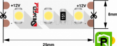 Лента светодиодная LUX, 3528, 120 LED/м, 9,6 Вт/м, 12В, IP33, Теплый белый (2700K)