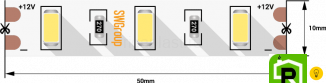 Лента светодиодная стандарт 5630, 60 LED/м, 12 Вт/м, 12В , IP20, Цвет: Теплый белый