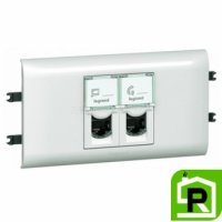 Розетка интернет 2хRJ45 CAT5 с рамкой и суппортом Legrand Mosaic - белый 078673