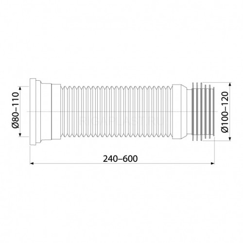 Труба фановая L240-600 мм DN80/110 x 100/120 мм для выпуска унитаза Alcaplast