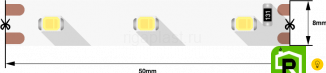 Лента светодиодная эконом 2835, 60 LED/м, 4,8 Вт/м, 12В , IP20, Цвет: Теплый белый