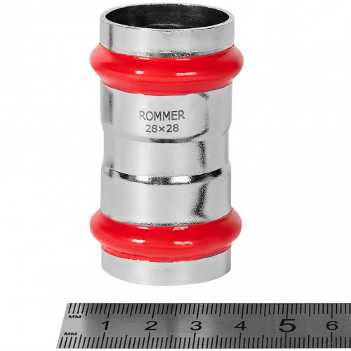 Муфта равнопроходная ROMMER ВПр 28 мм из нержавеющей стали, RSS-1017-000028