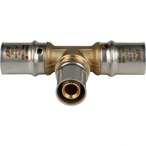 Тройник переходной 20х16х20 для металлопластиковых труб, прессовой STOUT SFP-0005-201620