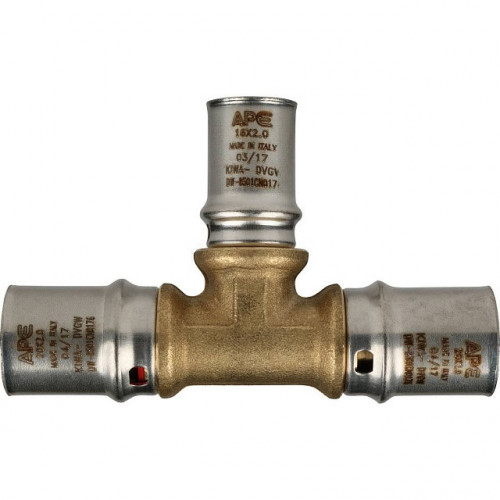 Тройник переходной 20х16х20 для металлопластиковых труб, прессовой STOUT SFP-0005-201620