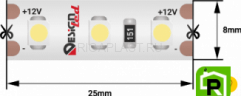 Лента светодиодная LUX, 3528, 120 LED/м, 9,6 Вт/м, 12В, IP65, Теплый белый (2700K)