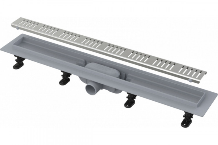 Душевой лоток AlcaPlast APZ10-Simple 550 с решеткой и опорами, серый, хром, в пол около стены