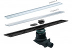 Душевой лоток Pestan Confluo Frameless Line 300 матовый хром в пол около стены, выпуск боковой