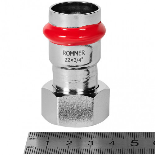 Переходник с накидной гайкой ROMMER ВПр-ВР 22 мм x 3/4" из нержавеющей стали, RSS-1026-002234