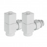Набор дизайн-вентилей Royal Thermo CUBE, угловой (белый) 1/2"
