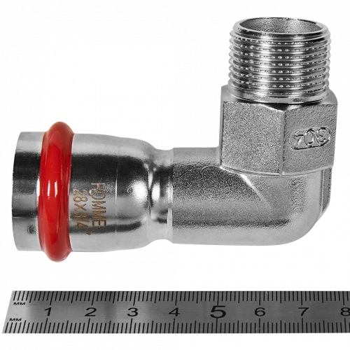 Угольник-переходник ROMMER НР 28 мм x 3/4" из нержавеющей стали, RSS-0010-002834