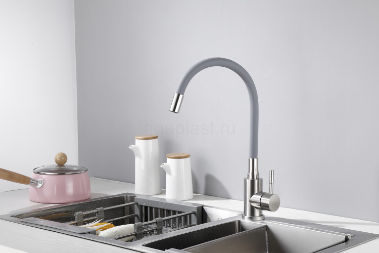 Смеситель для кухни HANSEN HN59304-GP, с гибким изливом, из нержавеющей стали, сатин