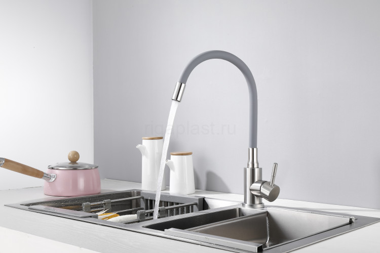 Смеситель для кухни HANSEN HN59304-GP, с гибким изливом, из нержавеющей стали, сатин