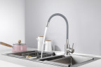 Смеситель для кухни HANSEN HN59304-GP, с гибким изливом, из нержавеющей стали, сатин