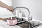 Смеситель для кухни HANSEN HN59304-GP, с гибким изливом, из нержавеющей стали, сатин