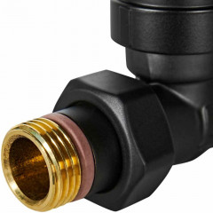 Комплект термостатических клапанов STOUT Design 1/2", прямой, чёрный, SVTDK-0001-000015B