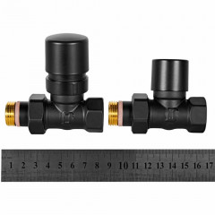 Комплект термостатических клапанов STOUT Design 1/2", прямой, чёрный, SVTDK-0001-000015B