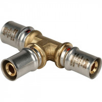 Тройник переходной 20х16х16 для металлопластиковых труб, прессовой STOUT SFP-0005-201616