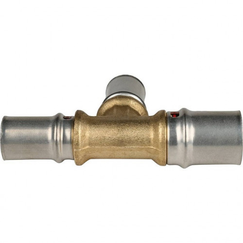 Тройник переходной 20х16х16 для металлопластиковых труб, прессовой STOUT SFP-0005-201616