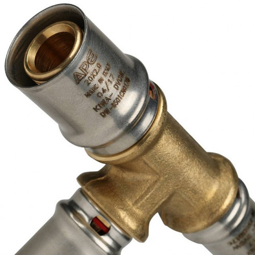 Тройник переходной 20х16х16 для металлопластиковых труб, прессовой STOUT SFP-0005-201616