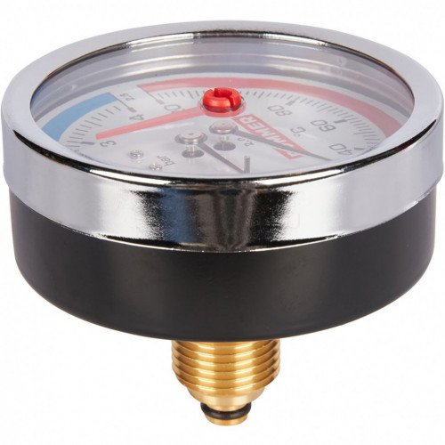 Термоманометр аксиальный 80 мм, 4 бар, 120°C, 1/2" ROMMER