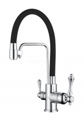 Смеситель для кухни GANZER GZ77025-C, с подключением к фильтру, с гибким шлангом, черный
