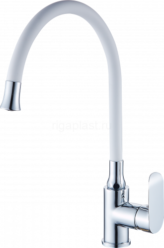 Смеситель для кухни GANZER GZ22021-F, с гибким изливом, белый