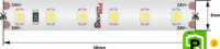 Лента светодиодная LUX, 3528, 120 LED/м, 9,6 Вт/м, 24В, IP65, Нейтральный белый (4000K)