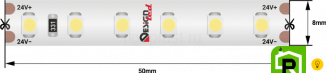 Лента светодиодная LUX, 3528, 120 LED/м, 9,6 Вт/м, 24В, IP65, Нейтральный белый (4000K)