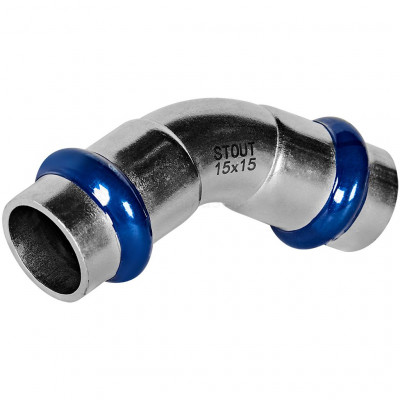Угольник STOUT 45° ВПр-ВПр, 15 мм, из нержавеющей стали, SSS-2005-000015