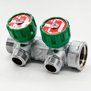 Коллектор регулирующий с вентилями плоский 3/4 на 2 выхода 1/2 ZEISSLER  (ZSC.401.0502NE)