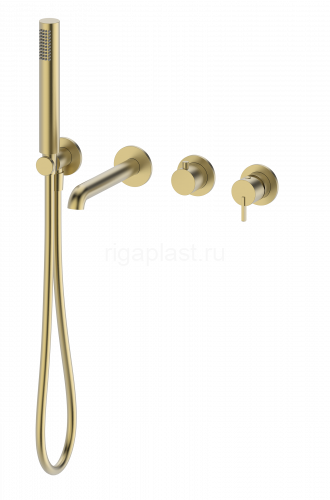 Смеситель для ванны GANZER GZ03134-S, скрытый монтаж, матовое золото