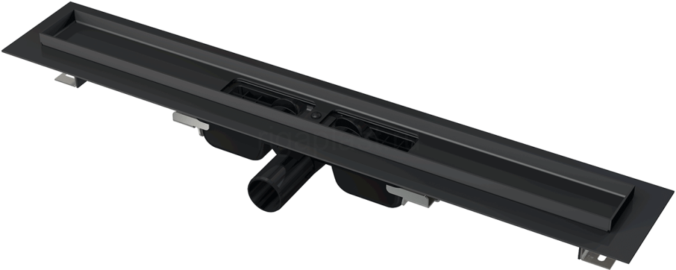 Водоотводящий желоб APZ101BLACK 950 мм с порогами для решетки, черный матовый Alcaplast