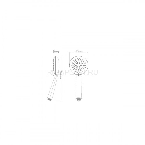 Лейка для душа Hansen 12х25см (3-функций) H3019-1 черный