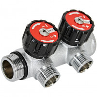 Коллектор распределительный с клапанами 3/4", 2 отвода 1/2" ROMMER