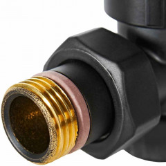 Комплект термостатических клапанов STOUT Design 1/2", угловой, чёрный, SVTDK-0002-000015B
