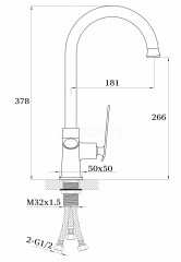 Смеситель для кухни GANZER GZ26025-G, сатин