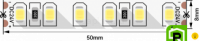 Лента со скотчем 3М светодиодная стандарт 2835, 120 LED/м, 9,6 Вт/м, 24В , IP20, Цвет: Холодный белый