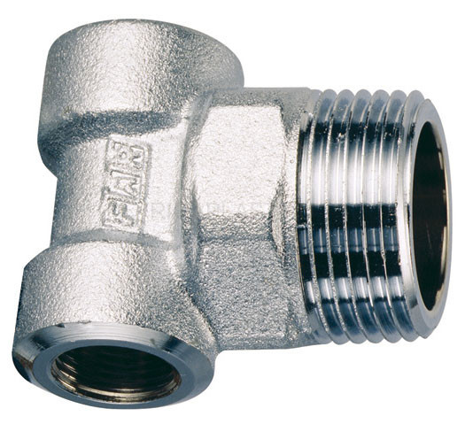 Тройник концевой для коллекторов 1" НР х 1/2" ВР х 1/2" ВР, хромированный, FAR