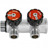 Коллектор распределительный с клапанами 3/4", 2 отвода 1/2" плоское уплотнение ROMMER